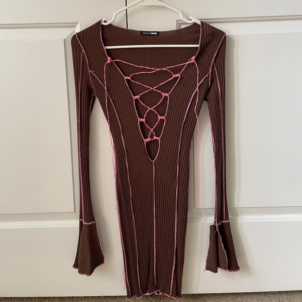 FashionNova Brown/Pink Dress